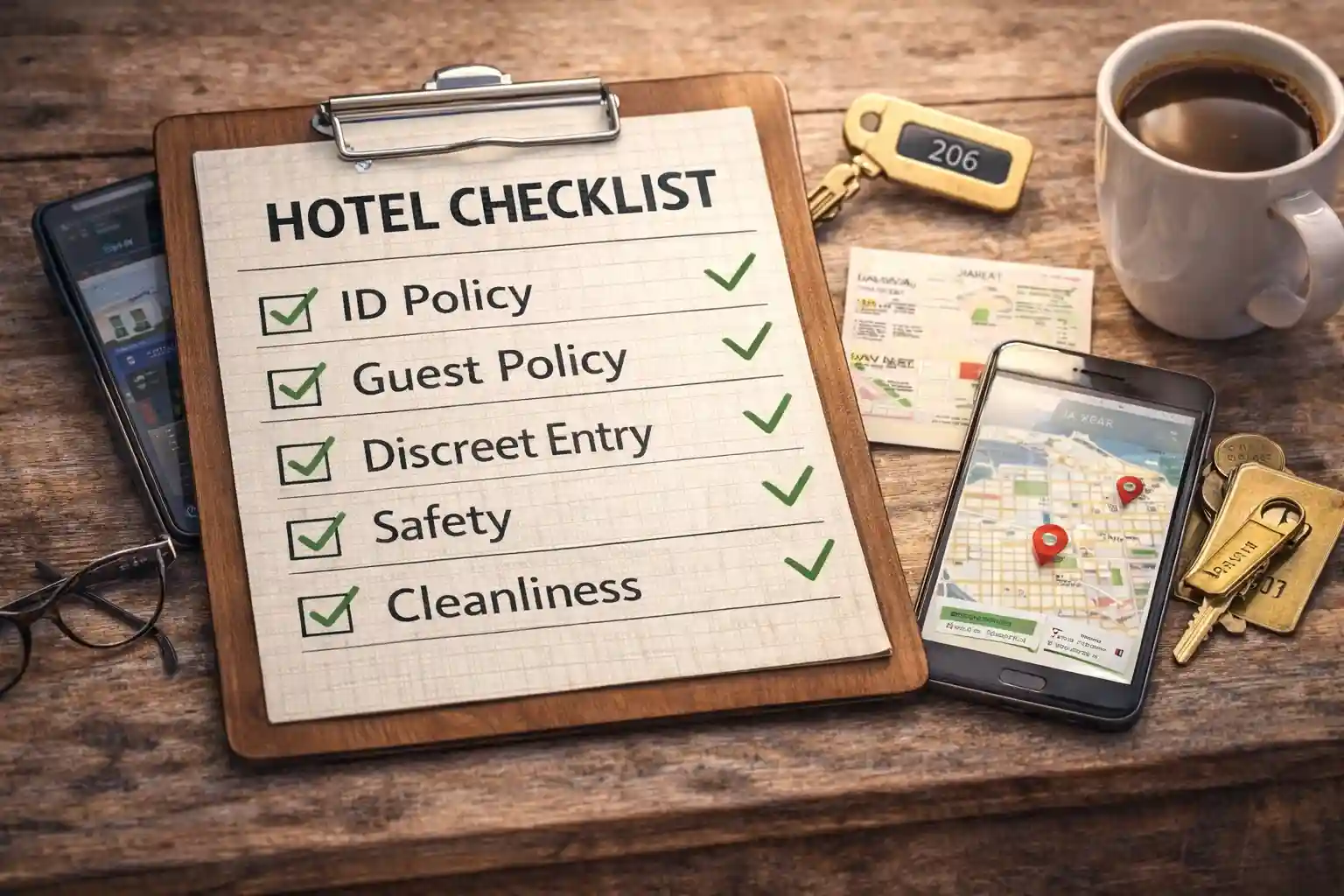 Hotel planning checklist illustration